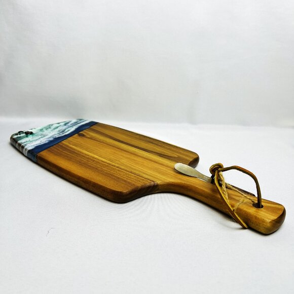 New Handmade Charcuterie Board Serving Tray Seascape Ocean Waves Epoxy Art 17" - Picture 5 of 10
